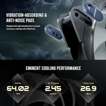 Imagen 5 de Antec Tranquil 120 ARGB TQ 12025 ARGB 3PK, Ventiladores de Caja 120 mm x 25 mm ARGB PWM, Pack de 3, Negro, Serie Tranquil ARGB