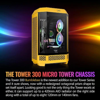 Imagen 2 de Thermaltake Tower 300 Bumblebee Micro-ATX Mini Tower Chasis en Color Bumblebee Modelo CA-1Y4-00S4WN-00
