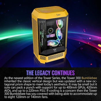 Imagen 3 de Thermaltake Tower 300 Bumblebee Micro-ATX Mini Tower Chasis en Color Bumblebee Modelo CA-1Y4-00S4WN-00