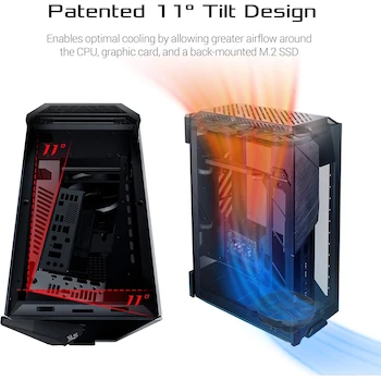 Imagen 2 de ASUS Gabinete Gaming ROG Z11 Media Torre Mini-ITX/DTX Diseño Inclinación 11° Paneles Vidrio Templado USB 3.2 Gen 2 Tipo C Frontal ARGB Negro