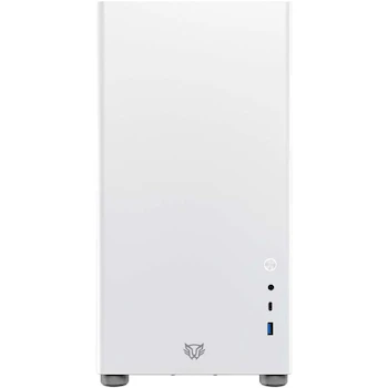 Imagen 2 de Balam Rush Gabinete Gamer Media Torre Eris Frost GM985 MAX MB ATX Laterales Cristal Frente Solido Full Color Box Blanco