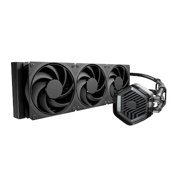 Imagen de referencia para Cooler Master MasterLiquid 360 Atmos Stealth - Enfriador Líquido AIO 360mm, Bomba Doble Cámara, Cubierta Personalizada, Mobius 120 PWM, Negro, AMD AM5/AM4, Intel LGA 1851/1700