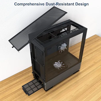 Imagen 3 de Montech Sky Two Negro ATX Gaming Mid Tower Estuche para Computadora Tipo C, Modelo B0BNT962NF, Serie Sky, Compatible con ATX/Micro-ATX/Mini-ITX, Altura 19.29 Pulgadas, Torre Mediana, Origen China