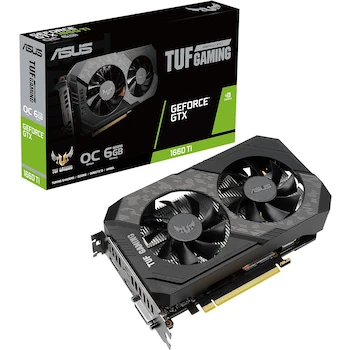 Imagen de referencia para Tarjeta Gráfica Asus TUF Gaming Nvidia GeForce GTX 1660 Ti EVO OC Edition, Modelo TUF-GTX1660TI-O6G-EVO-GAMING, Serie TUF Gaming, Capacidad 6GB GDDR6, Diseño Compacto
