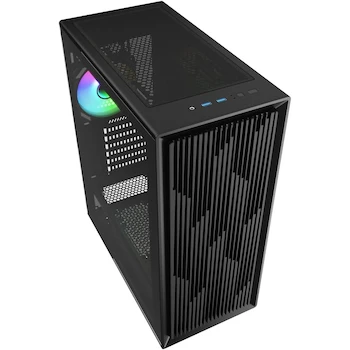 Imagen 3 de Sharkoon VK2 RGB Black Mid-Tower ATX PC Case - Dimensions: 40.4 x 20.6 x 48.7 cm, Weight: 6.1 kg, Drive Bays: 2 x 3.5" & 4 x 2.5", Expansion Slots: 7, Max GPU Length: 37.5 cm, Max CPU Cooler Height: 16 cm, Max PSU Length: 21 cm