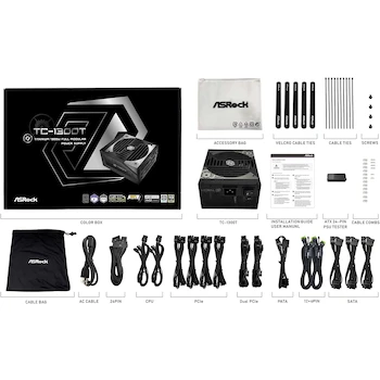 Imagen 5 de ASRock TC-1300T Taichi 1300W 80 Plus Titanio Cybenetics Titanium Totalmente Modular ATX 3.1 PCIe 5.1 12V-2x6 Negro