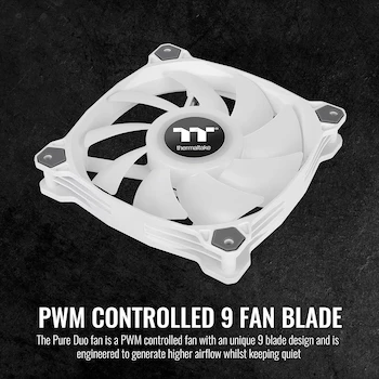 Imagen 4 de Thermaltake Pure Duo 140 mm ARGB White CL-F098-PL14SW-B Ventilador de Caja/Radiador con 2 Anillos de Luz 18 LED Direccionables 9 Aspas Rodamiento Hidráulico (Pack de 2)