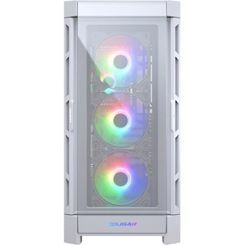 Imagen 2 de Cougar DUOFACE Pro RGB Mid Tower Caja para PC con 2 Placas Frontales Intercambiables (Mesh y Vidrio Templado) y Ventiladores RGB - Blanco