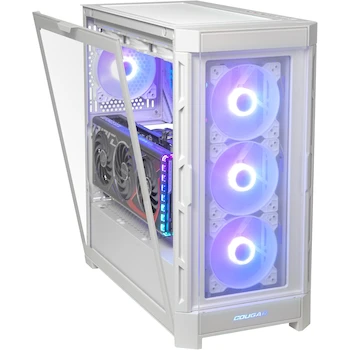 Imagen 3 de Cougar DUOFACE Pro RGB Mid Tower Caja para PC con 2 Placas Frontales Intercambiables (Mesh y Vidrio Templado) y Ventiladores RGB - Blanco
