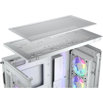 Imagen 5 de Cougar DUOFACE Pro RGB Mid Tower Caja para PC con 2 Placas Frontales Intercambiables (Mesh y Vidrio Templado) y Ventiladores RGB - Blanco