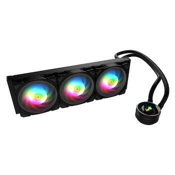 Imagen 2 de InWin MR36 AIO Enfriador Líquido 360 mm, Cabezal Giratorio ARGB, Radiador 360 mm, 3 Ventiladores ARGB PWM 120 mm, Compatible AMD Ryzen AM5/AM4 e Intel LGA 1700/1200