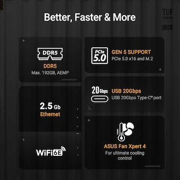 Imagen 5 de ASUS TUF Gaming B850M-PLUS WiFi - Placa Base AMD AM5 mATX (AMD B850, DDR5, PCIe 5.0, WiFi 6E, Aura Sync)