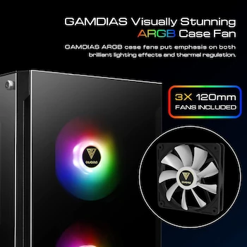 Imagen 4 de Gabinete para PC GAMDIAS TALOS E3 Negro Mid Tower ATX, Dimensiones 363 x 210 x 447 mm, Peso Neto 4.72 kg, Soporte para Placas Madre ATX, Micro-ATX, Mini-ITX, Serie TALOS