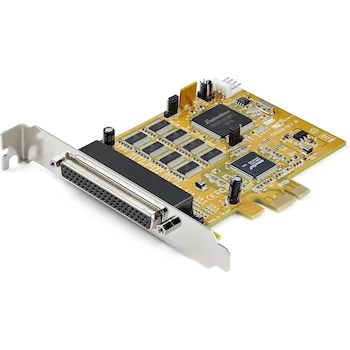 Imagen de referencia para StarTech.com Tarjeta Adaptadora PCI Express RS232 de 8 Puertos, Tarjeta PCIe a Serial DB9, UART 16C1050, ESD de 15kV - Solo Windows, TAA, Modelo PEX8S1050, Serie PCIe Serial Card, Color Amarillo, Dimensiones 12x10.5x1.6 cm, Peso 74g