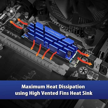 Imagen 2 de Vantec ICEBERQ HS-NVME150-BL Disipador Térmico M.2 NVMe/SSD con Almohadilla Térmica Azul