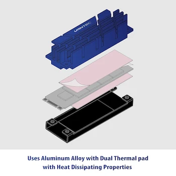 Imagen 3 de Vantec ICEBERQ HS-NVME150-BL Disipador Térmico M.2 NVMe/SSD con Almohadilla Térmica Azul