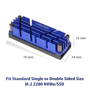 Imagen 5 de Vantec ICEBERQ HS-NVME150-BL Disipador Térmico M.2 NVMe/SSD con Almohadilla Térmica Azul