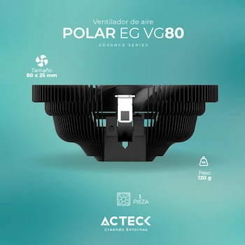 Imagen 4 de ACTECK Disipador CPU POLAR CP VC100 80mm LGA 1700 AM5 3-pin Negro AC-936736