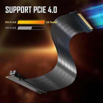 Imagen 5 de Antec AT-RCAB-BK200-PCIE4-RTX40 Cable Elevador PCI-E 4.0 x16 Flexible Negro 200mm Extensor Tarjeta de Extensión Puerto 90 Grados para RTX4090 RX6950XT