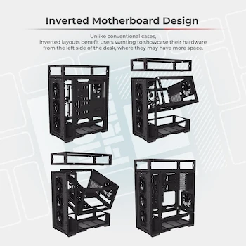 Imagen 4 de InWin ModFree Base Edition IW-CS-MFBASE-BLK, Negro, Carcasa de Torre Completa E-ATX (hasta 12" x 13"), Materiales SGCC Vidrio Templado ABS, Dimensiones 411.5x261.8x531mm, Peso 9.2kg
