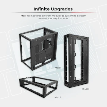 Imagen 5 de InWin ModFree Base Edition IW-CS-MFBASE-BLK, Negro, Carcasa de Torre Completa E-ATX (hasta 12" x 13"), Materiales SGCC Vidrio Templado ABS, Dimensiones 411.5x261.8x531mm, Peso 9.2kg