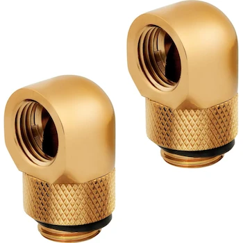 Imagen 3 de Corsair Hydro X Series CX-9055010-WW Adaptador Giratorio de 90° Paquete Doble Rosca BSPP G1/4 Pulgadas Latón Macizo Color Dorado