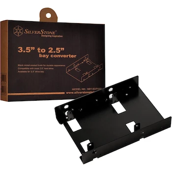 Imagen 2 de SilverStone Tek SDP08B Convertidor de Bahía 3.5" a 2 x 2.5" HDD/SSD Negro