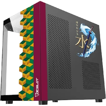 Imagen 2 de Gabinete Ocelot Gaming Black Mizu – Edición Especial – Mini Torre M-ATX/ITX – Refrigeración Líquida hasta 240 mm – GPU hasta 340 mm – CPU Cooler hasta 165 mm – Soporte hasta 8 Ventiladores de 120 mm