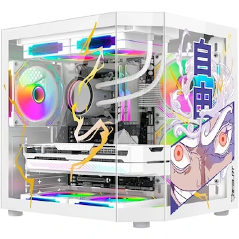 Imagen 2 de Gabinete Ocelot Gaming White Storm 5 Blanco – Mini Torre M-ATX/ITX – Doble Cristal Templado Frontal y Lateral – Serie White Storm