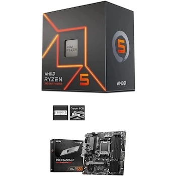 Imagen de referencia para AMD Ryzen 5 7600 6-Core + MSI Pro B650M-P ProSeries Motherboard AM5 mATX DDR5 Ryzen 7000 Series Bundle