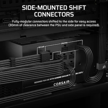 Imagen 3 de Corsair RM850x Shift (2025) Fuente de Alimentación ATX Totalmente Modular 850W Interfaz Lateral Modular Negro