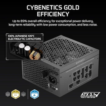 Imagen 5 de Corsair RM850x Shift (2025) Fuente de Alimentación ATX Totalmente Modular 850W Interfaz Lateral Modular Negro