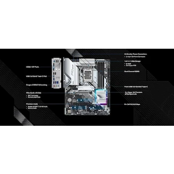 Imagen 3 de ASRock Z790 Pro RS ATX Motherboard, Intel Z790 Chipset, LGA1700 CPU Socket, Compatible with 12th/13th/14th Gen Intel Core/Pentium Gold/Celeron Processors, DDR5 Memory, 4 DIMM Slots, Size 30.5x24.4 cm