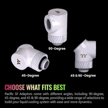 Imagen 5 de Thermaltake Pacific SF Adaptador 90 Grados Blanco DIY LCS Accesorios G1/4 Male to Female CL-W396-CU00WT-A