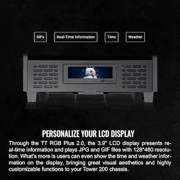 Imagen 4 de Thermaltake Tower 200 Series Kit de Panel LCD Negro, Visualización LCD de 3.9 Pulgadas, Resolución 128 x 480 px, Modelo Tower 200 LCD Panel, Número de Parte AC-066-OO1NAN-A1, Dimensiones 18.3 x 76 x 277.5 mm, Peso Neto 0.34 kg