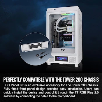 Imagen 3 de Thermaltake Tower 200 Series - Kit de Panel LCD para Nieve, Pantalla LCD de 3.9 Pulgadas, Modelo AC-066-OO6NAN-A1