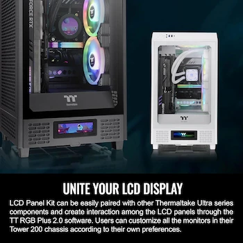 Imagen 5 de Thermaltake Tower 200 Series - Kit de Panel LCD para Nieve, Pantalla LCD de 3.9 Pulgadas, Modelo AC-066-OO6NAN-A1