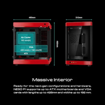 Imagen 4 de GAMDIAS NESO P1 BR Funda para PC RGB Vidrio Templado Panorámico Dual Chamber, 2 Vías Vertical y Horizontal, Apertura un Toque, Soporte AIO 420mm