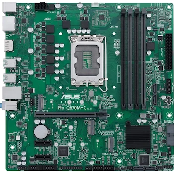 Imagen alusiva al producto ASUS Pro Q670M-C-CSM LGA 1700 mATX Tarjeta Madre (Intel 12ª Generación y vPro, Serie CSM Comercial, Color Negro)