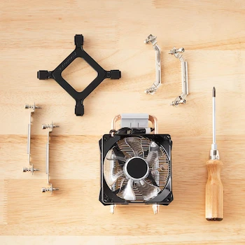 Imagen 2 de Amazon Basics - Enfriador de Aire para CPU con Tecnología Cooler Master, 4 Tubos de Calor, Ventilador RGB LED PWM de 92mm, Aletas de Aluminio, Modelo Compacto