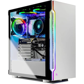 Imagen de referencia para Skytech Gaming Archangel ST-Arch3.0-0296-AM Gaming PC Desktop - AMD Ryzen 5 5600X 3.7GHz, NVIDIA GeForce RTX 3060 Ti 8GB GDDR6, 1TB NVMe SSD, 16GB DDR4 3200MHz, Ventiladores RGB, Windows 10 Home 64-bit, 802.11AC Wi-Fi, 600W 80+ Gold PSU, Blanco
