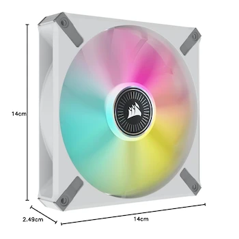 Imagen 5 de Corsair iCUE ML140 RGB ELITE Ventilador PWM de Levitación Magnética RGB 140 mm con iCUE Lighting Node CORE Paquete de 2 Unidades Blanco