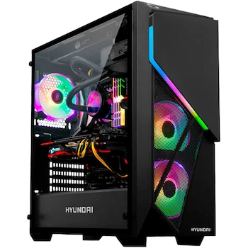 Imagen de referencia para HYUNDAI Pc Gaming Inferno ATX, Torre Mid Tower con Fuente 650W 80 Plus Bronze, Ventiladores RGB Digitales, Panel Lateral Vidrio Templado Negro