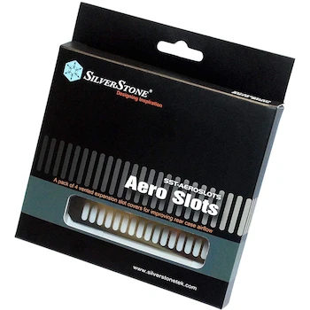 Imagen 2 de SilverStone Technology SST-AEROSLOTS-BP-USA Aeroslots-BP Cubierta de Ranura PCIe, 4 Unidades, Negro Polvo, Longitud 120 mm, Peso 2.11 onzas, Dimensiones del Paquete 6.1 x 5.59 x 0.91 pulgadas