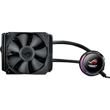 Imagen de referencia para Enfriador Líquido Todo en Uno ASUS ROG RYUO 120 para CPU, Color Negro, Modelo ROG RYUO 120, Serie ROG RYUO, Radiador 120mm, Ventilador 120mm, Dimensiones 11.99 x 2.49 x 11.99 cm