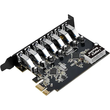Imagen 2 de SIIG LB-US0514-S1 PCI Express 2.0 x1 USB 3.0 Adapter Plug-in Card, 7 USB 3.0 Ports, Dimensions 12 x 8.3 x 2.2 cm, Weight 100 g, ASIN B075SL611C, Style 7 Puertos ExternalPort, USB Hardware Interface, 4 GB Max Compatible Memory
