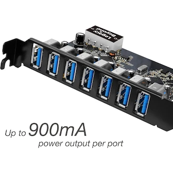 Imagen 3 de SIIG LB-US0514-S1 PCI Express 2.0 x1 USB 3.0 Adapter Plug-in Card, 7 USB 3.0 Ports, Dimensions 12 x 8.3 x 2.2 cm, Weight 100 g, ASIN B075SL611C, Style 7 Puertos ExternalPort, USB Hardware Interface, 4 GB Max Compatible Memory
