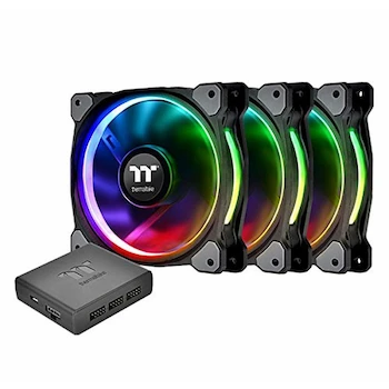Imagen alusiva al producto Thermaltake Riing Plus 14 RGB TT Premium Edition Ventilador de Carcasa/Radiador 140 mm LED RGB (Paquete de 3) Negro CL-F056-PL14SW-A