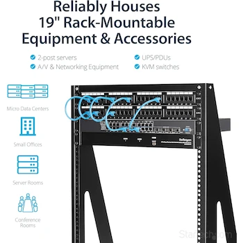 Imagen 3 de StarTech.com 2POSTRACK16 Rack Compacto de 2 Postes 16U Open Frame Heavy Duty Negro