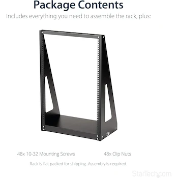 Imagen 4 de StarTech.com 2POSTRACK16 Rack Compacto de 2 Postes 16U Open Frame Heavy Duty Negro